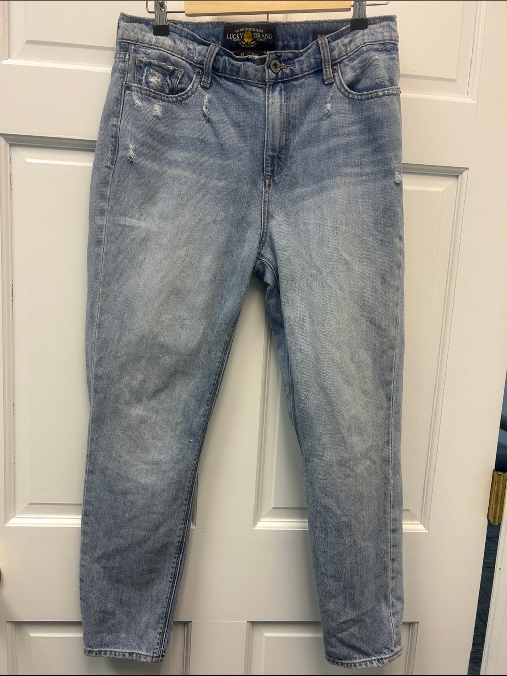 Lucky Brand Bridgette Capri Distressed Light Wash Cotton Jeans Size 8